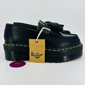 Dr. Martens Women's Adrian Quad Black Leather Platform Tassel Loafers Size 5